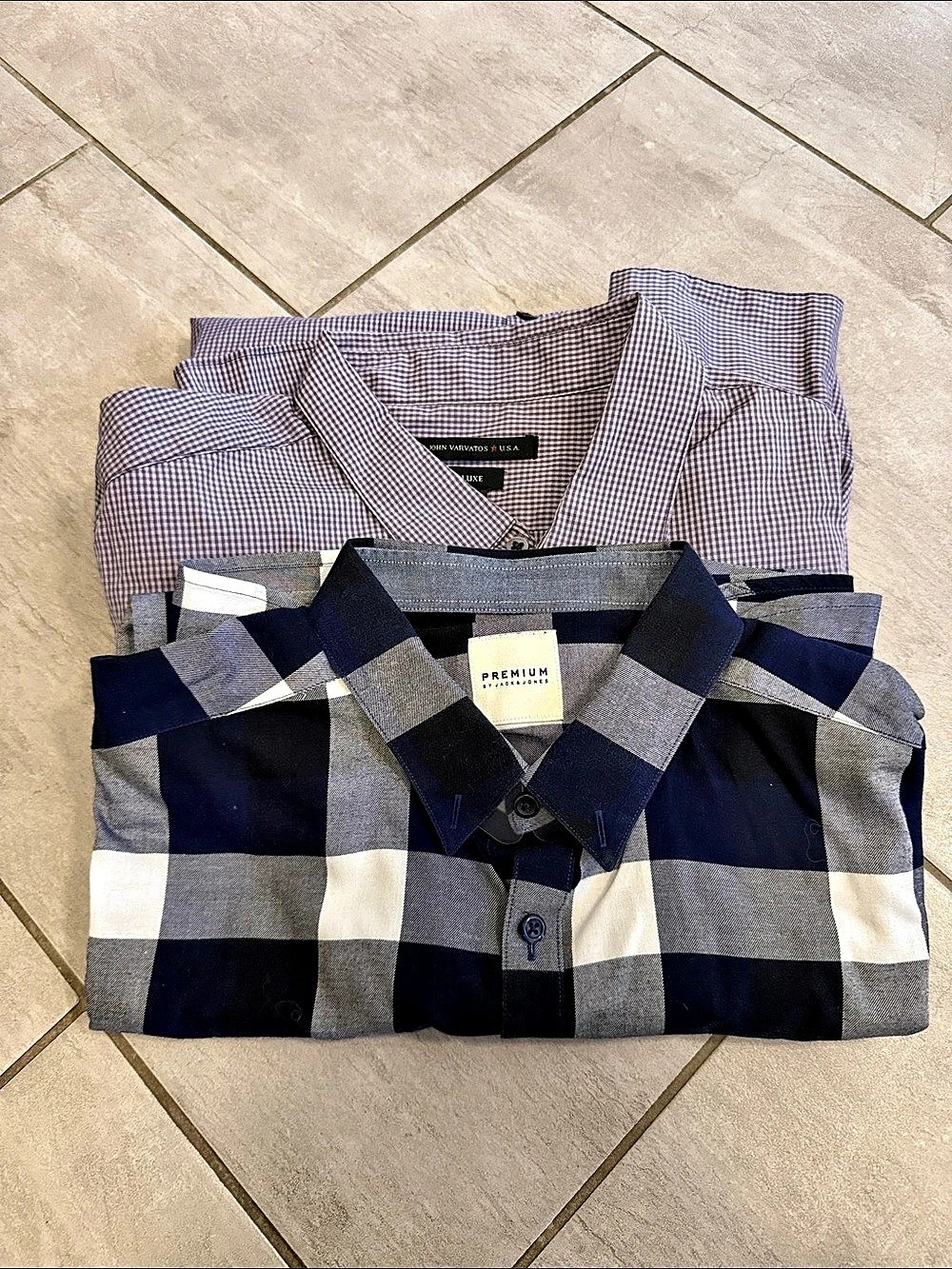 John Varvatos Men's Plaid Button Down Shirts in Blue & White